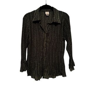 Vintage Covington Micro Pleated Blouse Crinkled Semi Sheer WhimsiGoth Size M